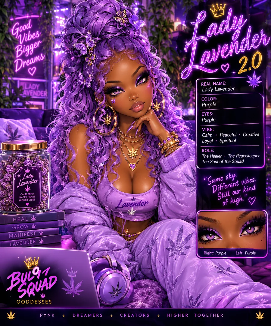 Lady Lavender in purple and gold